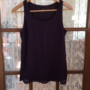 Eggplant tanktop with sheer front overlay, LOFT S